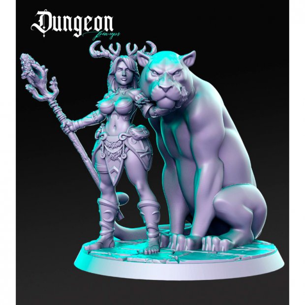 Druid with panther Figure (Unpainted)