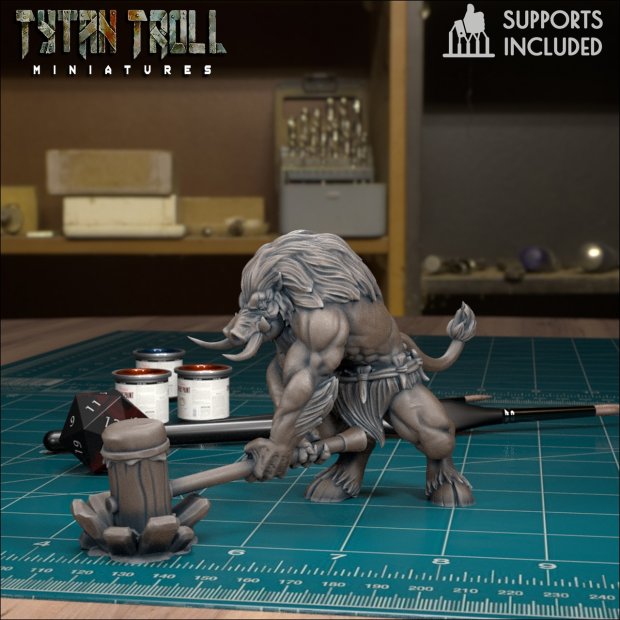 Wereboar hitting with a hammer Figure (Unpainted)