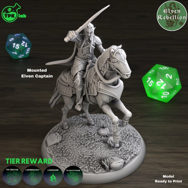 Mounted Elven Captain Figure (Unpainted)
