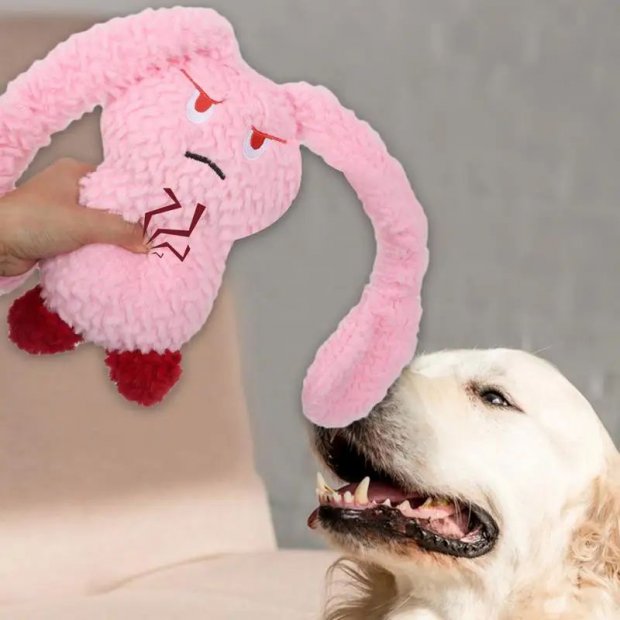 Bunny Squeaky Plush Dog Toy (Pink)