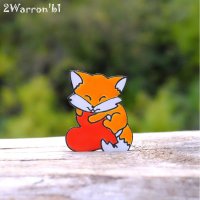 Fox with Heart Brooch