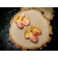 Golden Strawberry Leaf Earrings