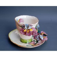 Irises Mug With Saucer