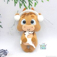 Bull With Christmas Deer Plush Toy