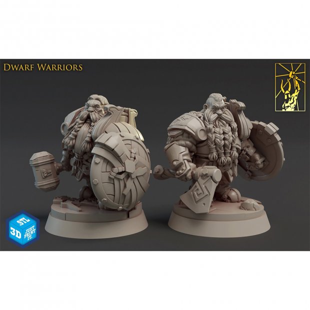 Strong dwarf warriors without helmets Figure (Unpainted)