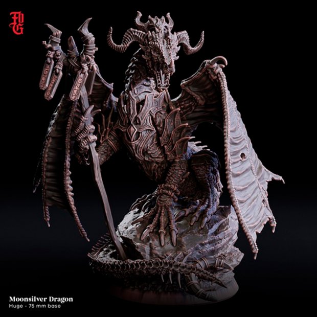 Moon Silver Dragon - Scepter Holder Figure (Unpainted)