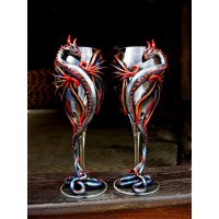 Sunset Dragons Set Of 2 Glasses With Decor