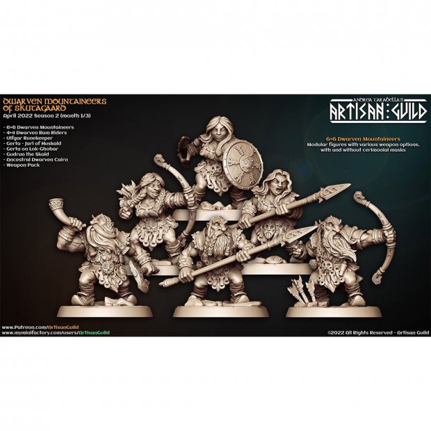 Dwarves clan warriors without helmets with masks Figure (Unpainted)