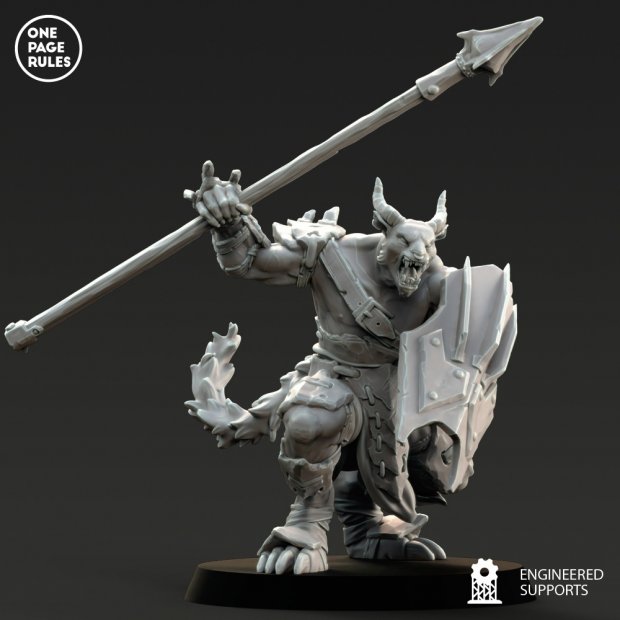 Beastman guard with a spear 02 Figure (Unpainted)