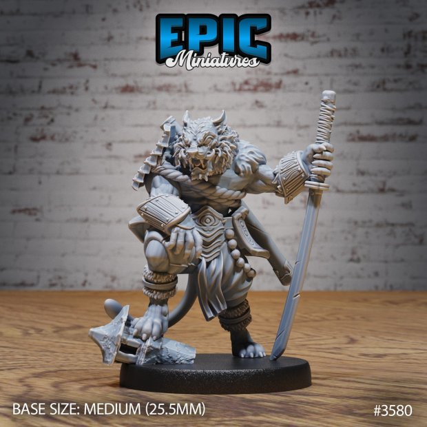 Tabaxi samurai with sword Figure (Unpainted)