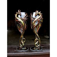 Golden Dragons Set Of 2 Glasses With Decor