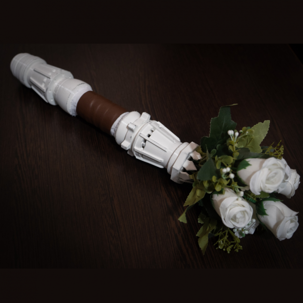 White Rey Lightsaber Bridal Bouquet Holder | Star Wars wedding
