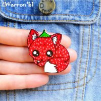 Strawberry Baby Fox Brooch