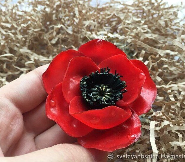 Red Poppy Brooch