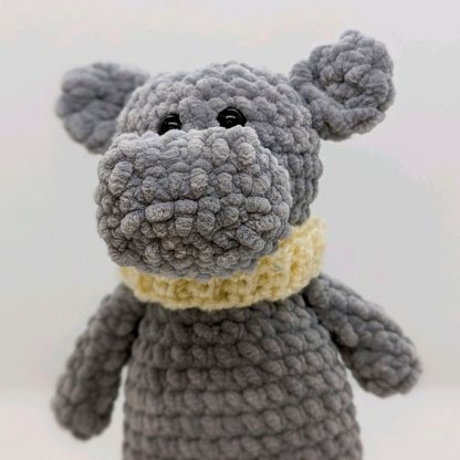 Grey Hippo in a Scarf Plush Toy