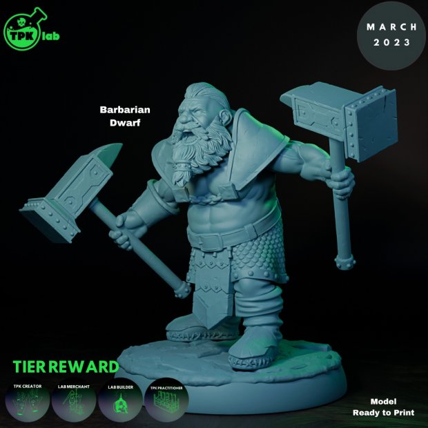 Barbarian Dwarf Figure (Unpainted)