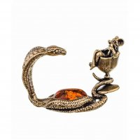 Handmade Cobra With Mouse In Goblet Figure