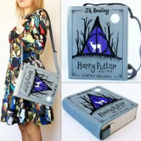 Handmade Harry Potter and the Deathly Hallows Book (Blue) Handbag