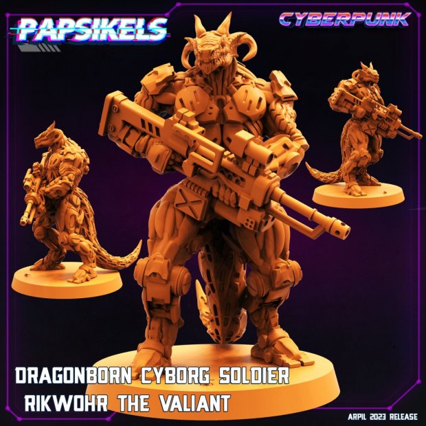 Dragonborn Cyborg Soldier Rikwohr The Valiant Figure (Unpainted)