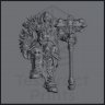 Gazza the Invulnerable, leader of the Berogtor Orc Band Figure (Unpainted)
