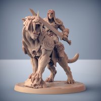 Barbarian Kogre riding a saber-toothed tiger Figure (Unpainted)
