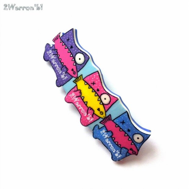 Cats with Fish Barrette