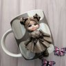 Doll In Brown Dress Mug With Decor