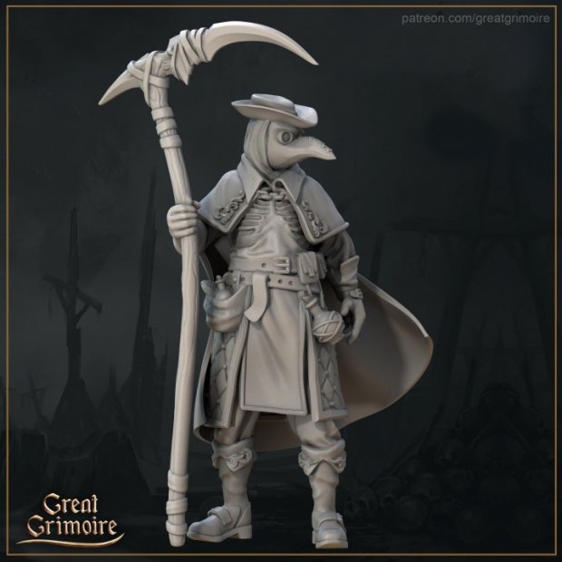 Plague doctor with a scythe Figure (Unpainted)
