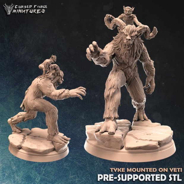 Tyke Mounted on Yeti Figure (Unpainted)
