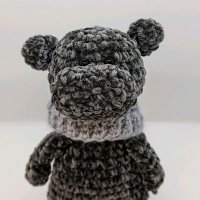 Dark Gray Hippo in a Scarf Plush Toy