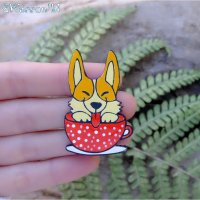 Corgi in Cup Brooch