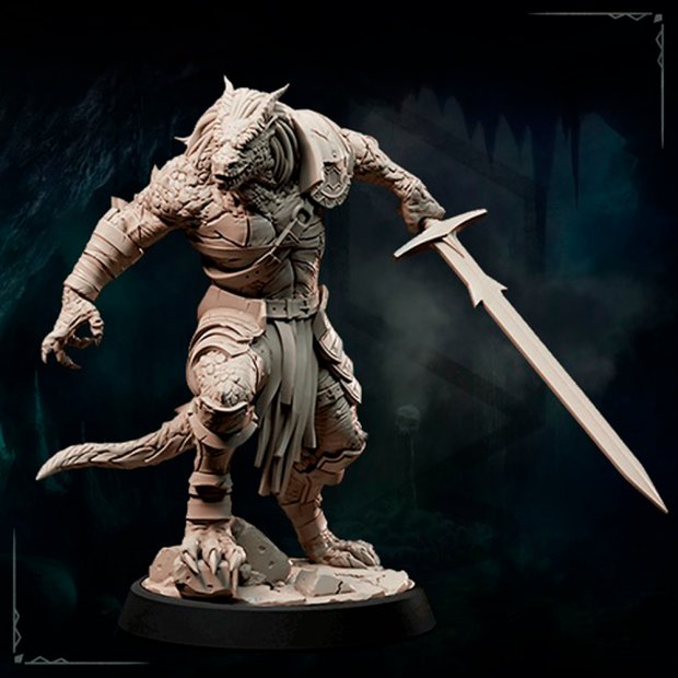 Sanafer Kaix, Dragonborn Mercenary Figure (Unpainted)