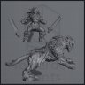 Barbarian Angra riding a saber-toothed tiger Figure (Unpainted)