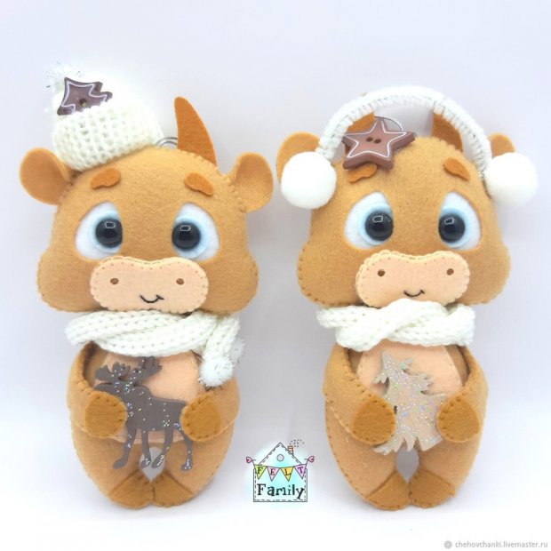 Bull With Christmas Present Plush Toy