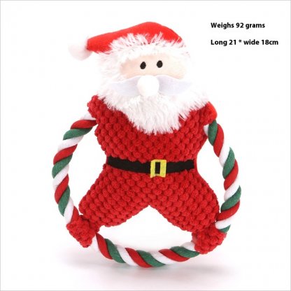 Christmas Plush Squeaky Pet Toy (Hula Hoop Santa Claus)