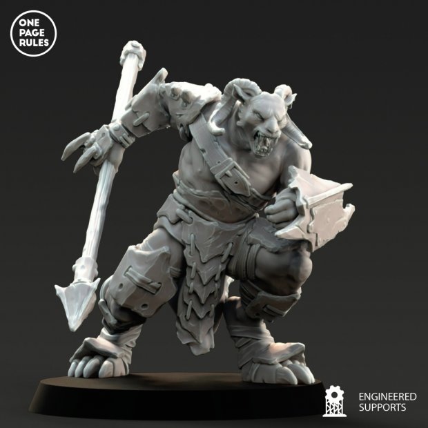 Attacking beastman with a spear Figure (Unpainted)