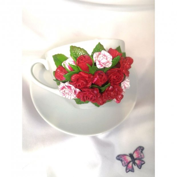 Roses Mug With Saucer