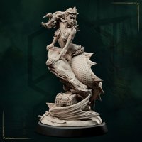 Mermaid guarding a treasure chest Figure (Unpainted)