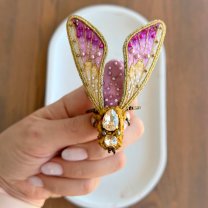 Embroidered Lilac Moth Brooch