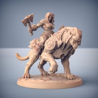 Barbarian Sonya riding a saber-toothed tiger Figure (Unpainted)