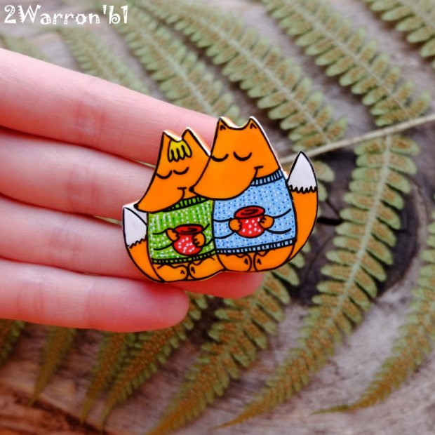 Winter Foxes Brooch
