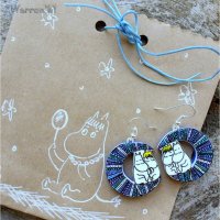 The Moomins - Moomintroll and Snork Maiden on Moon Earrings