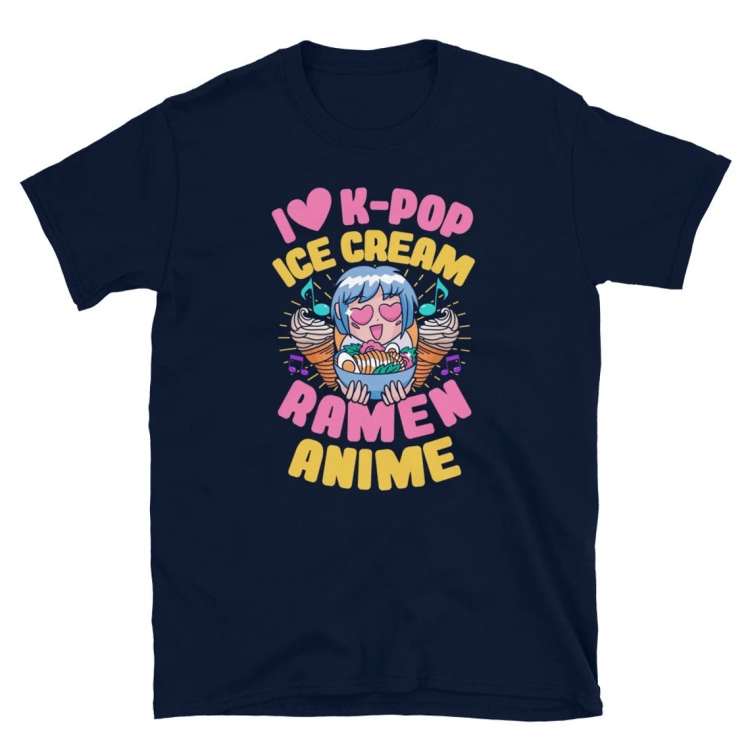 I Love K-Pop Ice Cream Ramen Anime Unisex T-Shirt