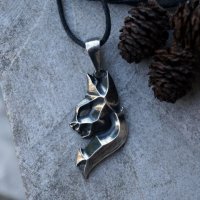 Handmade Fire Lynx Pendant Necklace