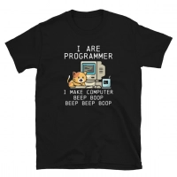 Programmer Cat Beep Boop Coding Unisex T-Shirt