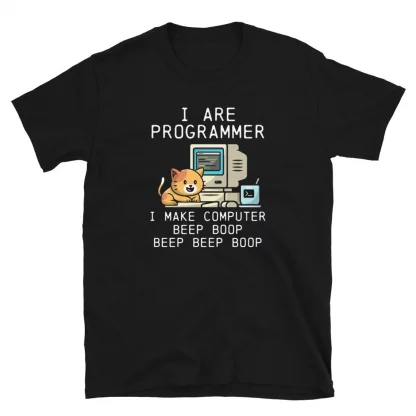 Programmer Cat Beep Boop Coding Unisex T-Shirt