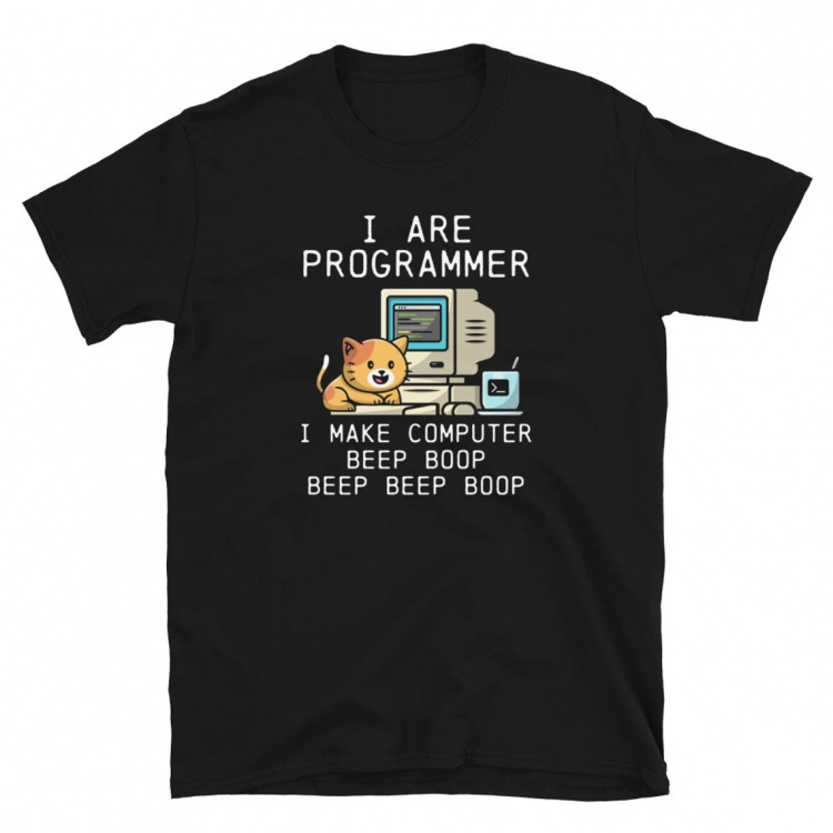 Programmer Cat Beep Boop Coding Unisex T-Shirt