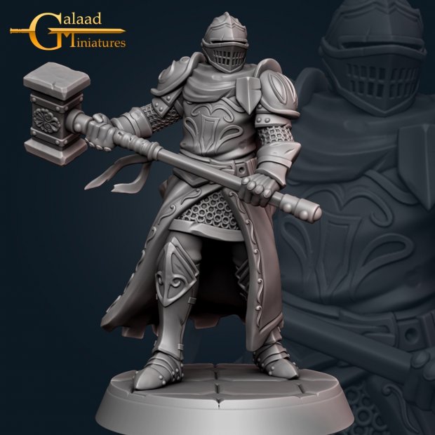 Knight in a closed helmet with a hammer Figure (Unpainted)