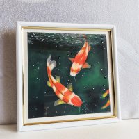 Painting of koi carp – interior art in oil pastel