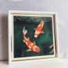 Painting of koi carp – interior art in oil pastel